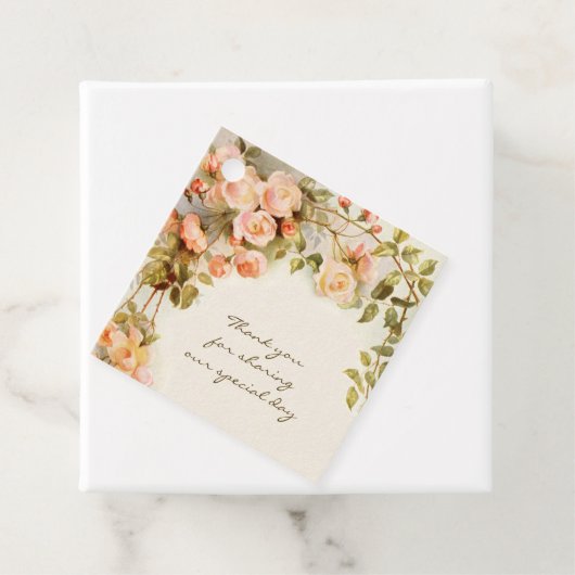 Vintage Wedding Antique Rosa Blume Geschenkanhänger (Beispiel)