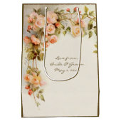 Vintage Wedding Antique Rosa Blume Mittlere Geschenktüte (Rückseite)