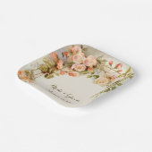 Vintage Wedding Antique Rosa Blume Pappteller (Gewinkelt)