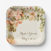Vintage Wedding Antique Rosa Blume Pappteller (Vorderseite)