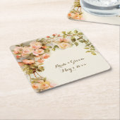 Vintage Wedding Antique Rosa Blume Rechteckiger Pappuntersetzer (angewinkelt)