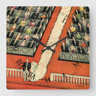 Vintage Wedding, Art Deco Bridge und Groom neu ver Quadratische Wanduhr