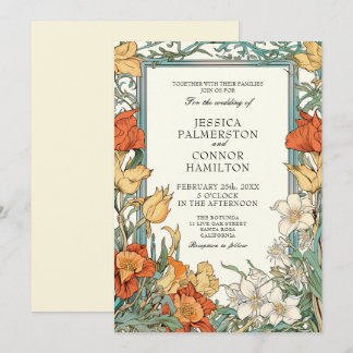 Vintage Wedding Art Nouveau Floral Einladung