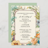 Vintage Wedding Art Nouveau Floral Einladung (Vorne/Hinten)