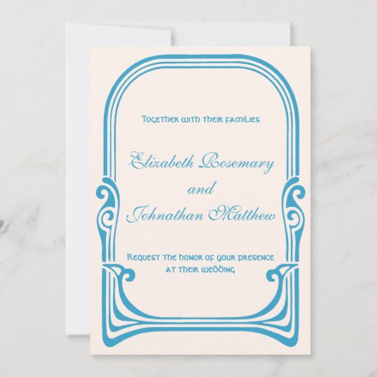 Vintage Wedding Art Nouveau Stilisierte Pfauenvöge Einladung (Vorderseite)