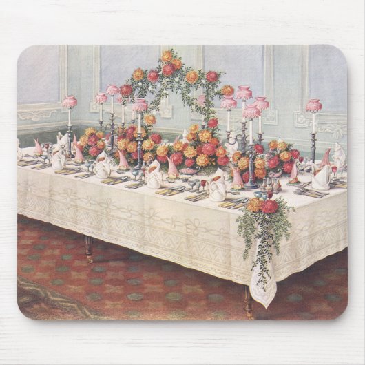Vintage Wedding Bankett Tisch Mousepad (Vorne)