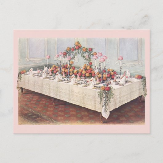 Vintage Wedding Bankett Tisch Postkarte (Vorderseite)