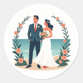 Vintage Wedding Beach Sticker