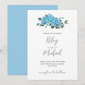 Vintage Wedding Blume Rustic Blue Rose Einladung (Vorne/Hinten)