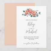 Vintage Wedding Blume Rustikale Rosen Einladung (Vorne/Hinten)