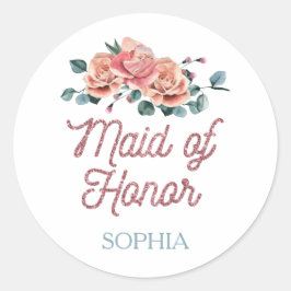 Vintage Wedding Blume Trauzeugin Classic Roun Runder Aufkleber