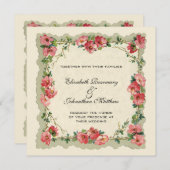 Vintage Wedding, Blumenstrauß Blume Rosenstraße Einladung (Vorne/Hinten)