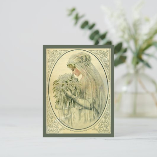 Vintage Wedding Bridal Portrait Einladung (Stehend Vorderseite)