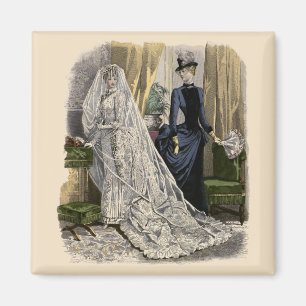 Vintage Wedding Bridal Portrait, Viktorianisch Bri Magnet