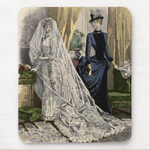 Vintage Wedding Bridal Portrait, Viktorianisch Bri Mousepad