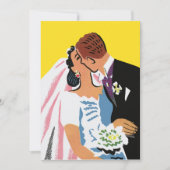 Vintage Wedding, Bride and Groom Newlyweds Küssen Ankündigung (Vorderseite)