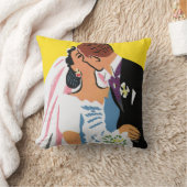 Vintage Wedding, Bride and Groom Newlyweds Küssen Kissen (Decke)