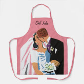 Vintage Wedding, Bride and Groom Newlyweds Küssen Schürze (Vorderseite)