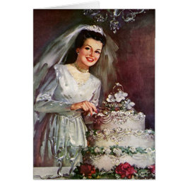 Vintage Wedding, Bride Cutting die Hochzeitstorte
