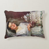 Vintage Wedding, Bride Cutting die Hochzeitstorte Dekokissen (Vorderseite)