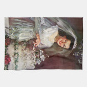 Vintage Wedding, Bride Cutting die Hochzeitstorte Geschirrtuch (Horizontal)