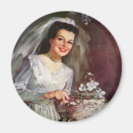 Vintage Wedding, Bride Cutting die Hochzeitstorte Magnet