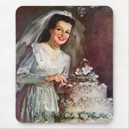 Vintage Wedding, Bride Cutting die Hochzeitstorte Mousepad