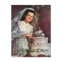 Vintage Wedding, Bride Cutting die Hochzeitstorte