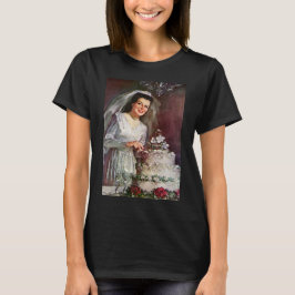 Vintage Wedding, Bride Cutting die Hochzeitstorte T-Shirt