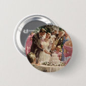 Vintage Wedding Bride Groom Neugierige Cut Cake Button (Vorne & Hinten)