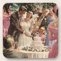 Vintage Wedding Bride Groom Neugierige Cut Cake