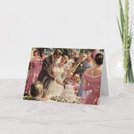 Vintage Wedding Bride Groom Neugierige Cut Cake Karte