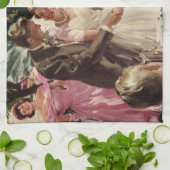 Vintage Wedding Bride Groom Neugierige Cut Cake Küchentuch (Gefaltet)