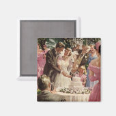 Vintage Wedding Bride Groom Neugierige Cut Cake Magnet (Vorderseite/Rückseite)