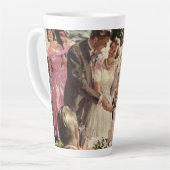 Vintage Wedding Bride Groom Neugierige Cut Cake Milchtasse (Linke Ecke)
