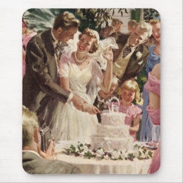 Vintage Wedding Bride Groom Neugierige Cut Cake Mousepad