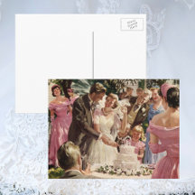 Vintage Wedding Bride Groom Neugierige Cut Cake