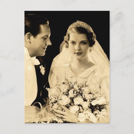 Vintage Wedding Bridge and Groom Postkarte (Vorderseite)