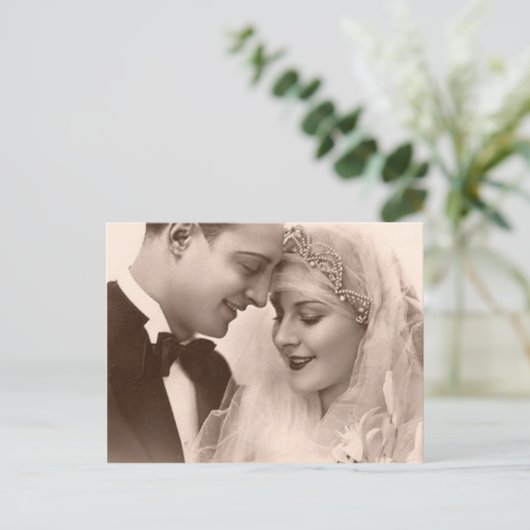 Vintage Wedding Bridge and Groom Postkarte (Stehend Vorderseite)