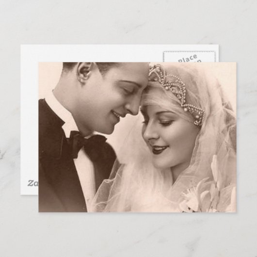 Vintage Wedding Bridge and Groom Postkarte (Vorne/Hinten)