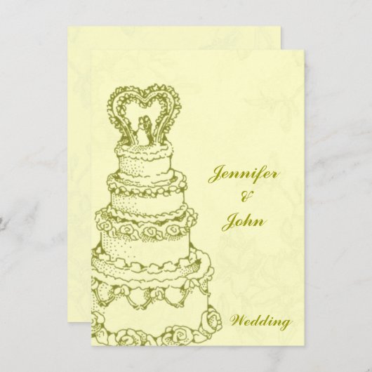 Vintage Wedding Cake Einladung (Vorne/Hinten)