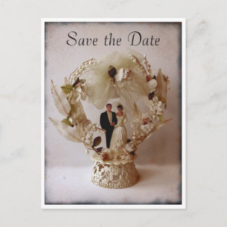Vintage Wedding Cake Topper Postkarte