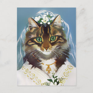 Vintage Wedding Cat Postcard Postkarte