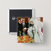 Vintage Wedding Ceremony, Bride Groom Newlyweds Button (Vorne & Hinten)