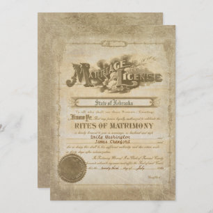 Vintage Wedding Certificate Einladung