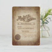 Vintage Wedding Certificate Einladung (Stehend Vorderseite)