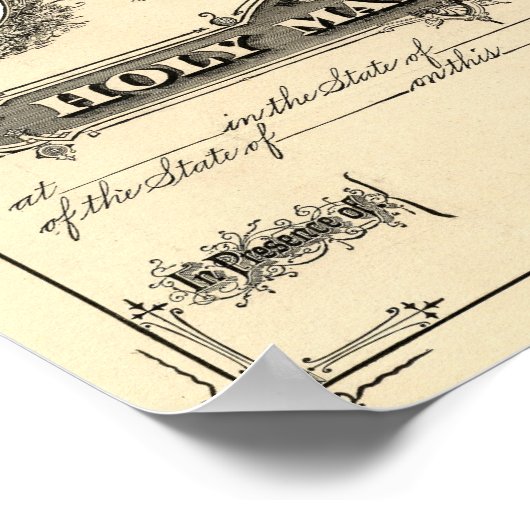 Vintage Wedding Certificate Poster (Ecke)