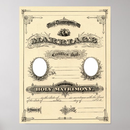 Vintage Wedding Certificate Poster (Vorne)