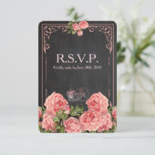 Vintage Wedding Chalkboard - Antwortkarte RSVP Karte (Stehend Vorderseite)