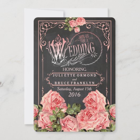Vintage Wedding Chalkboard - Einladung zur Hochzei (Vorderseite)